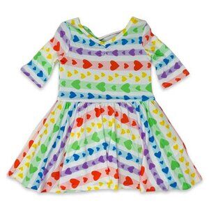 DotDotSmile Size 2t Ballerina Dress - Rows of Rainbow Hearts Prints